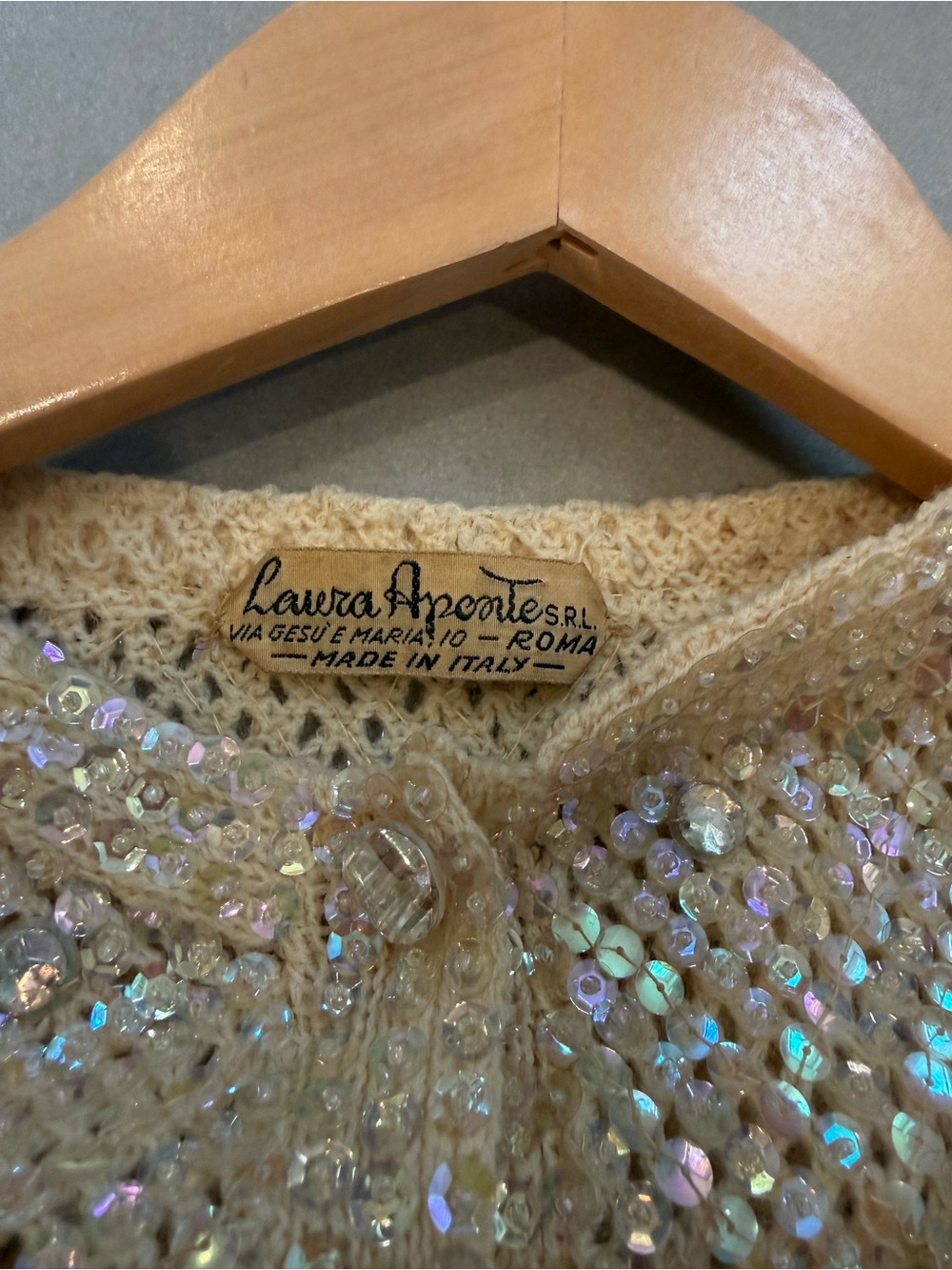 VINTAGE Sequined Cream Sparkle Women's Sweater - Picture 8 of 15